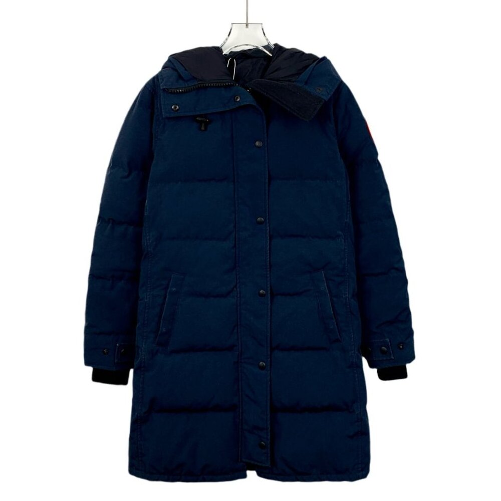 Canada Goose Navy Long Down Parka With Hood & Fur Trim